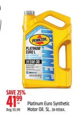 Canadian Tire Pennzoil Platinum Euro Synthetic Motor Oil offer