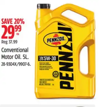 Canadian Tire Pennzoil Conventional Motor Oil offer