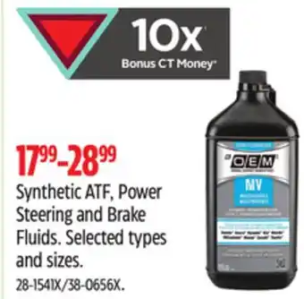 Canadian Tire OEM Synthetic ATF, Power Steering and Brake Fluids offer
