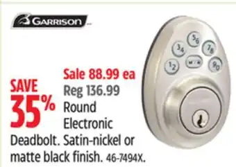 Canadian Tire Garrison Round Electronic Deadbolt offer
