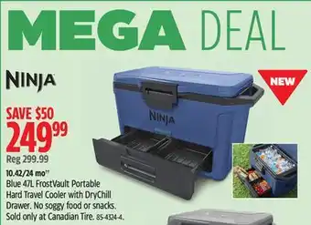 Canadian Tire Ninja Blue 47L FrostVault Portable Hard Travel Cooler with DryChill Drawer offer