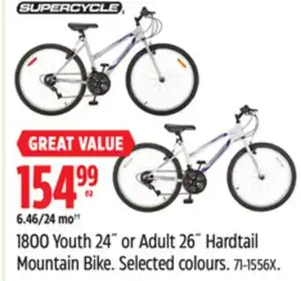 Canadian Tire Supercycle 1800 Youth 24˝ or Adult 26˝ Hardtail Mountain Bike offer