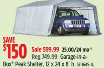 Canadian Tire ShelterLogic Garage-in-a-Box Peak Shelter, 12 x 24 x 8' h offer