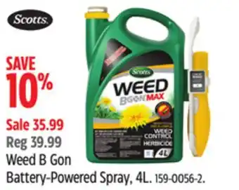 Canadian Tire Scotts Weed B Gon Battery-Powered Spray, 4L offer