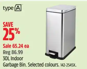 Canadian Tire type A 30L Indoor Garbage Bin offer