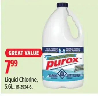 Canadian Tire Purox Liquid Chlorine, 3.6L offer