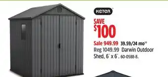 Canadian Tire Keter Darwin Outdoor Shed, 6' x 6' offer
