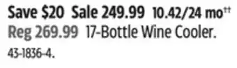 Canadian Tire Danby 17-Bottle Wine Cooler offer
