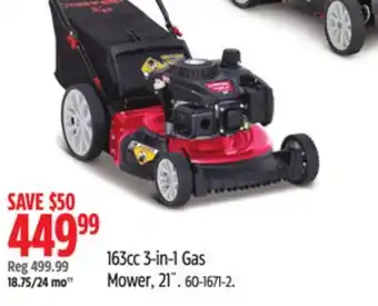 Canadian Tire Troy-Bilt 163cc 3-in-1 Gas Mower, 21˝ offer