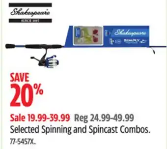Canadian Tire Selected Spinning and Spincast Combos offer
