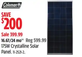 Canadian Tire Coleman 175W Crystalline Solar Panel offer