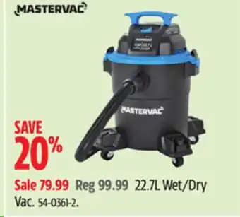 Canadian Tire Mastervac 22.7L Wet/Dry Vac offer