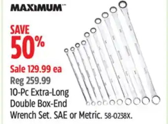 Canadian Tire MAXIMUM 10-Pc Extra-Long Double Box-End Wrench Set offer