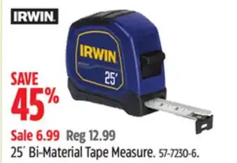 Canadian Tire IRWIN 25´ Bi-Material Tape Measure offer