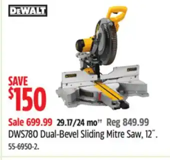Canadian Tire DEWALT DWS780 Dual-Bevel Sliding Mitre Saw, 12 offer