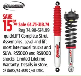 Canadian Tire Rancho quickLIFT Complete Strut Assemblies offer
