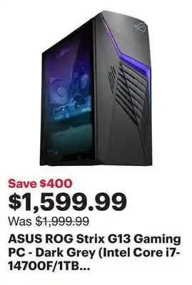 Best Buy ASUS ROG Strix G13 Gaming PC - Dark Grey (Intel Core i7-14700F/1TB SSD/32GB RAM/GeForce RTX4060/Win11) offer