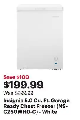 Best Buy Insignia 5.0 Cu. Ft. Garage Ready Chest Freezer (NS-CZ50WH0-C) - White offer