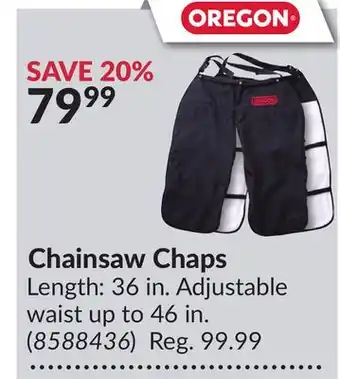 Princess Auto Chainsaw Chaps offer