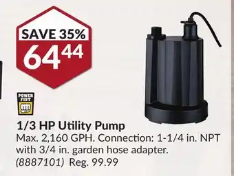 Princess Auto 1/3 HP Utility Pump offer