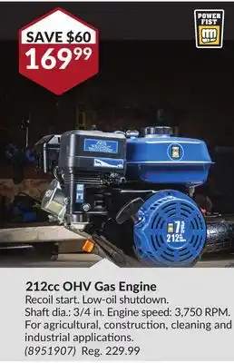 Princess Auto 212cc OHV Gas Engine offer