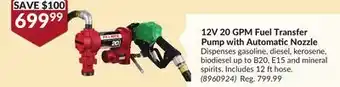 Princess Auto 12V 20 GPM Fuel Transfer Pump with Automatic Nozzle offer