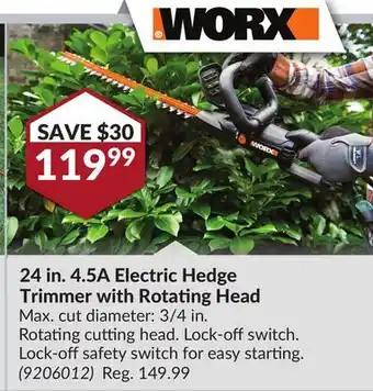 Princess Auto 24 in. 4.5A Electric Hedge Trimmer offer