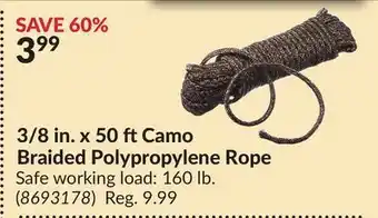 Princess Auto 3/8 in. x 50 ftCamo Braided Polypropylene Rope offer
