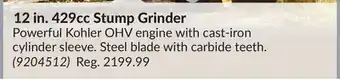 Princess Auto 12 in. 429cc Stump Grinder offer