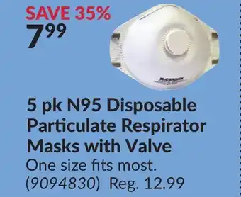 Princess Auto 5 pk N95 Disposable Particulate Respirator Masks with Valve offer