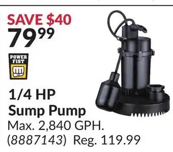 Princess Auto 1/4 HP Sump Pump offer