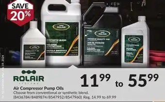 Princess Auto Air Compressor Pump Oils offer