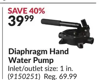Princess Auto Diaphragm Hand Water Pump offer