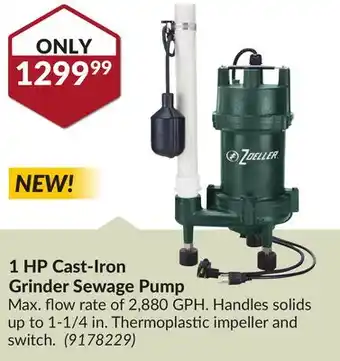 Princess Auto 1 HP Cast-Iron Grinder Sewage Pump offer