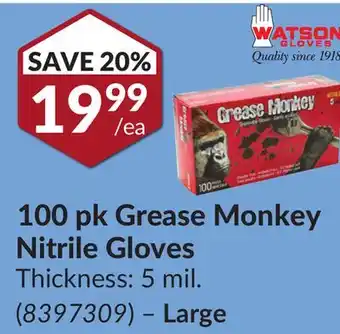 Princess Auto 100 pk Grease Monkey Nitrile Gloves Large offer