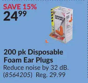 Princess Auto 200 pk Disposable Foam Ear Plugs offer