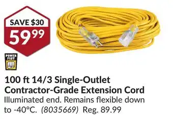 Princess Auto 100 ft 14/3 Single-Outlet Contractor-Grade Extension Cord offer