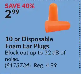 Princess Auto 10 pr Disposable Foam Ear Plugs offer