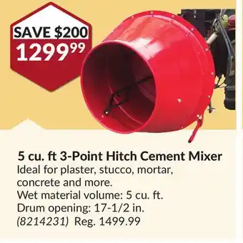 Princess Auto 5 cu. ft 3-Point Hitch Cement Mixer offer