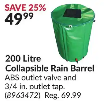 Princess Auto 200 Litre Collapsible Rain Barrel offer