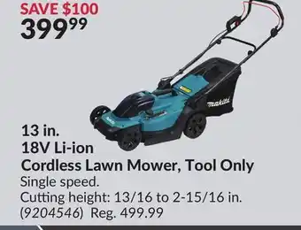 Princess Auto 13 in. 18V Li-ion Cordless Lawn Mower, Tool Only offer