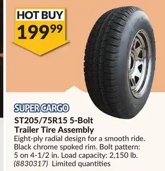 Princess Auto ST205/75R15 5-Bolt Trailer Tire Assembly offer