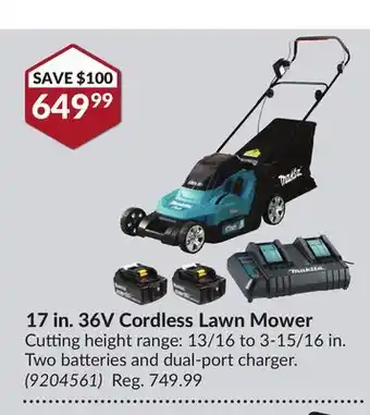 Princess Auto 17 in. 36V Cordless Lawn Mower offer