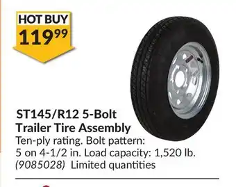Princess Auto ST145/R12 5-Bolt Trailer Tire Assembly offer