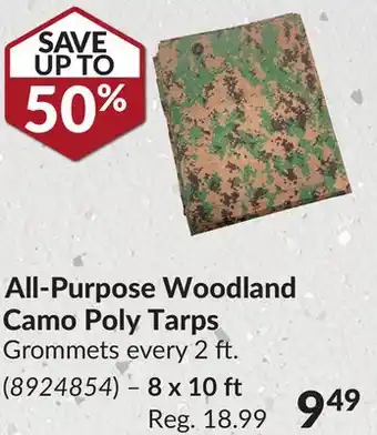 Princess Auto All-Purpose Woodland Camo Poly Tarps offer