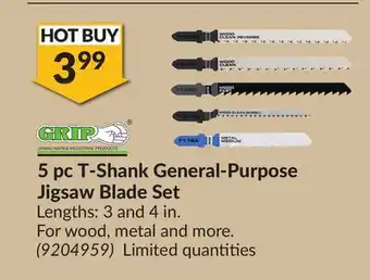 Princess Auto 5 pc T-Shank General-Purpose Jigsaw Blade Set offer