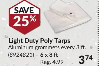 Princess Auto Light Duty Poly Tarps offer