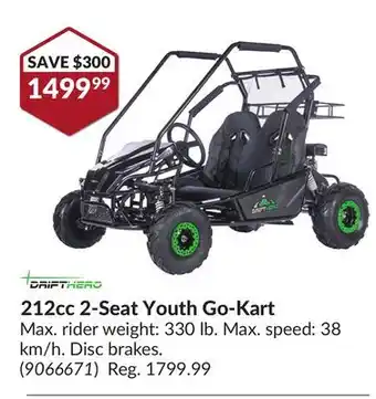 Princess Auto 212cc 2-Seat Youth Go-Kart offer