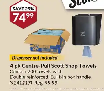 Princess Auto 4 pk Centre-Pull Scott Shop Towels offer