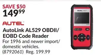 Princess Auto AutoLink AL529 OBDII/ EOBD Code Reader offer